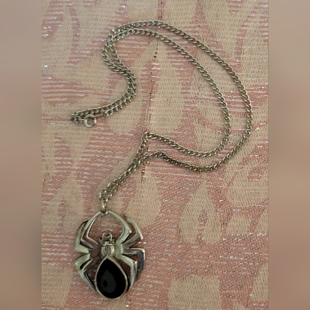 Vintage JPI Necklace with  Black Widow Spider Pendant